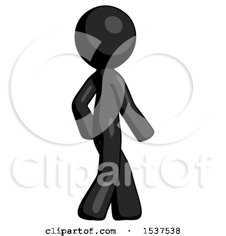Black Design Mascot Man Walking Away Direction Right View by Leo Blanchette