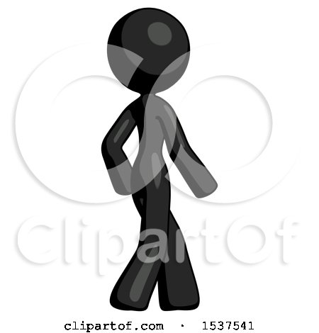 Black Design Mascot Woman Walking Away Direction Right View by Leo Blanchette