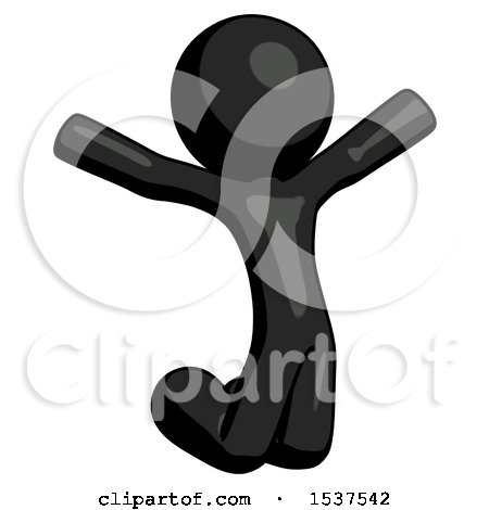 Black Design Mascot Man Jumping or Kneeling with Gladness by Leo Blanchette