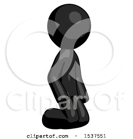Black Design Mascot Man Kneeling Angle View Right by Leo Blanchette