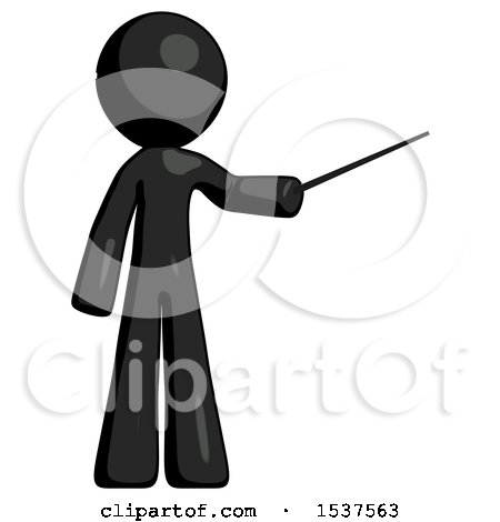 Black Design Mascot Man Teacher or Conductor with Stick or Baton Directing by Leo Blanchette