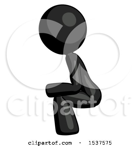 Black Design Mascot Woman Squatting Facing Left by Leo Blanchette