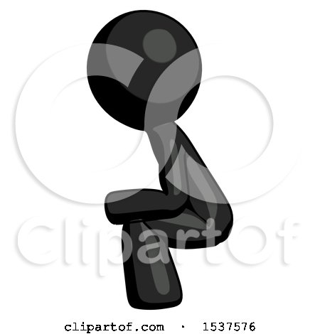 Black Design Mascot Man Squatting Facing Left by Leo Blanchette