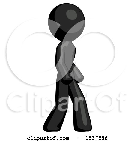 Black Design Mascot Man Walking Turned Right Front View by Leo Blanchette