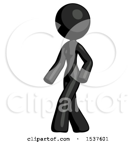 Black Design Mascot Woman Man Walking Turned Left Front View by Leo Blanchette