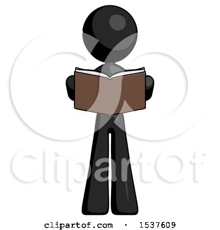 Black Design Mascot Woman Reading Book While Standing up Facing Viewer by Leo Blanchette