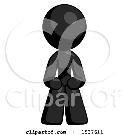 Black Design Mascot Woman Squatting Facing Front by Leo Blanchette