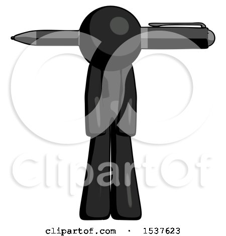 Black Design Mascot Man Head Impaled with Pen by Leo Blanchette