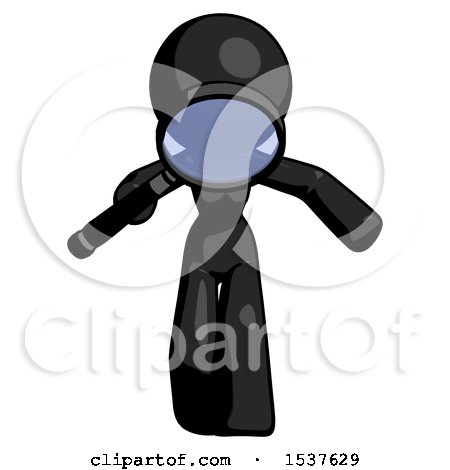 Black Design Mascot Woman Looking down Through Magnifying Glass by Leo Blanchette