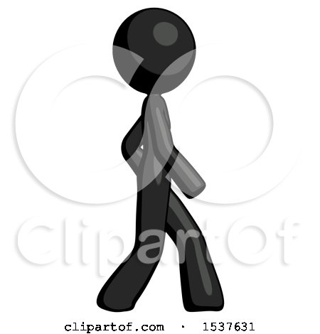 Black Design Mascot Woman Walking Right Side View by Leo Blanchette