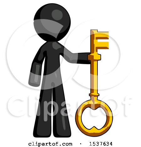 Black Design Mascot Man Holding Key Made of Gold by Leo Blanchette