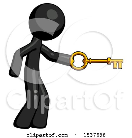 Black Design Mascot Man with Big Key of Gold Opening Something by Leo Blanchette