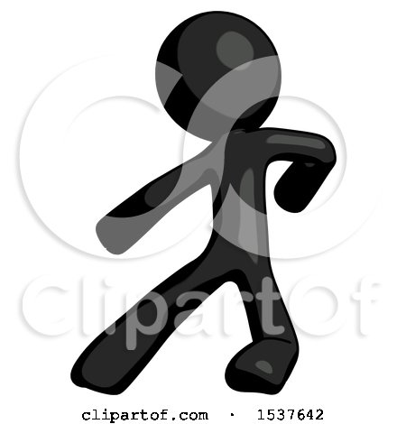 Black Design Mascot Man Karate Defense Pose Left by Leo Blanchette