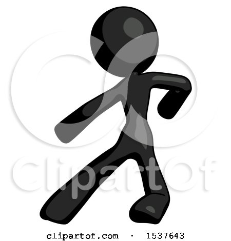 Black Design Mascot Woman Karate Defense Pose Left by Leo Blanchette