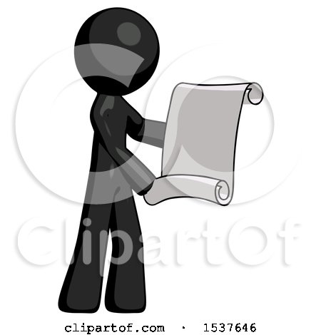 Black Design Mascot Man Holding Blueprints or Scroll by Leo Blanchette