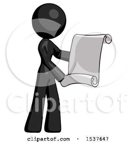 Black Design Mascot Woman Holding Blueprints or Scroll by Leo Blanchette