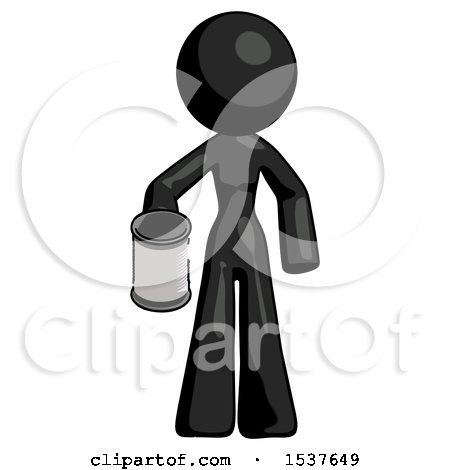 Black Design Mascot Woman Begger Holding Can Begging or Asking for Charity by Leo Blanchette