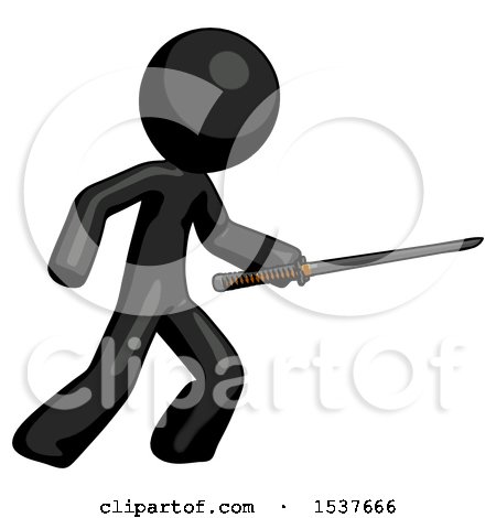 Black Design Mascot Man Stabbing with Ninja Sword Katana by Leo Blanchette