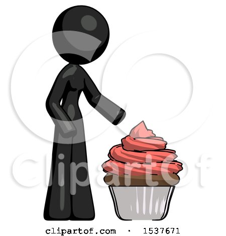 Black Design Mascot Woman with Giant Cupcake Dessert by Leo Blanchette