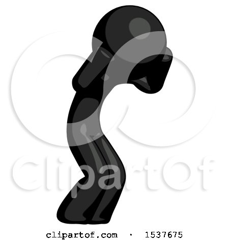Black Design Mascot Man with Headache or Covering Ears Turned to His Right by Leo Blanchette