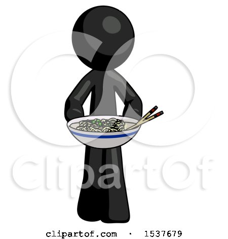 Black Design Mascot Man Serving or Presenting Noodles by Leo Blanchette