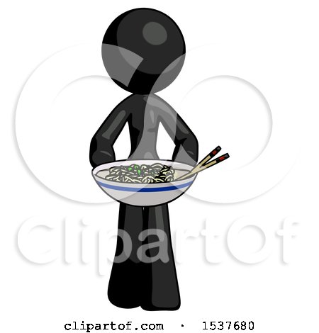 Black Design Mascot Woman Serving or Presenting Noodles by Leo Blanchette