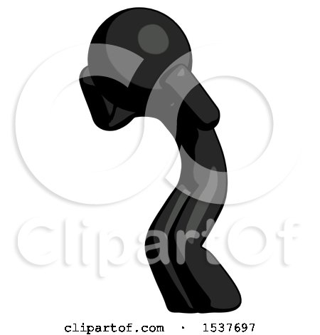 Black Design Mascot Man with Headache or Covering Ears Turned to His Left by Leo Blanchette