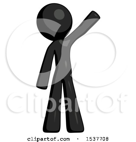Black Design Mascot Man Waving Emphatically with Left Arm by Leo Blanchette