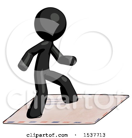 Black Design Mascot Man on Postage Envelope Surfing by Leo Blanchette