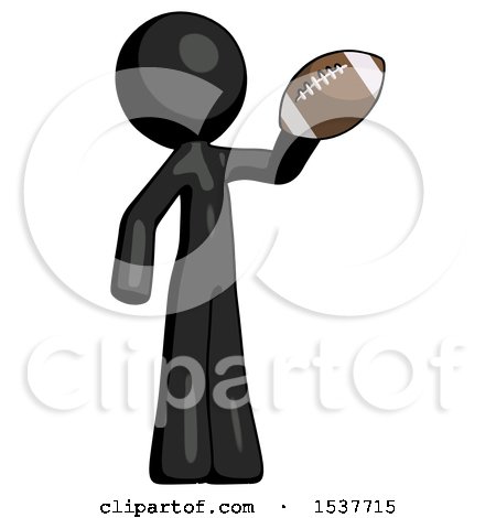 Black Design Mascot Man Holding Football up by Leo Blanchette