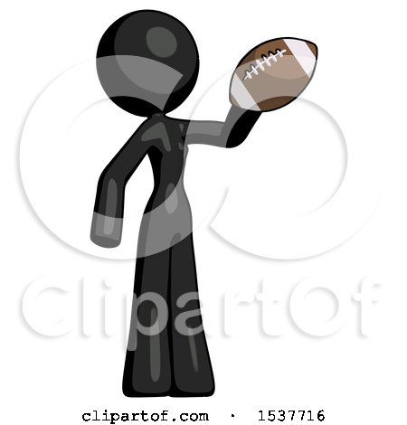 Black Design Mascot Woman Holding Football up by Leo Blanchette