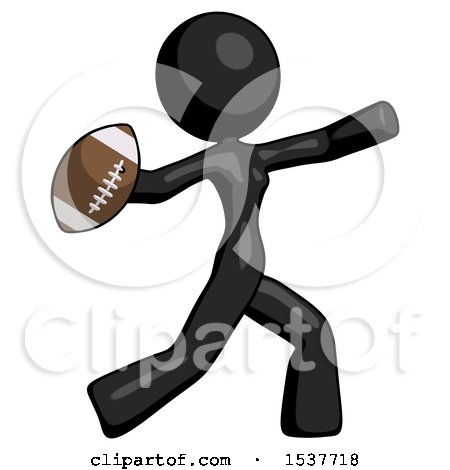 Black Design Mascot Woman Throwing Football by Leo Blanchette