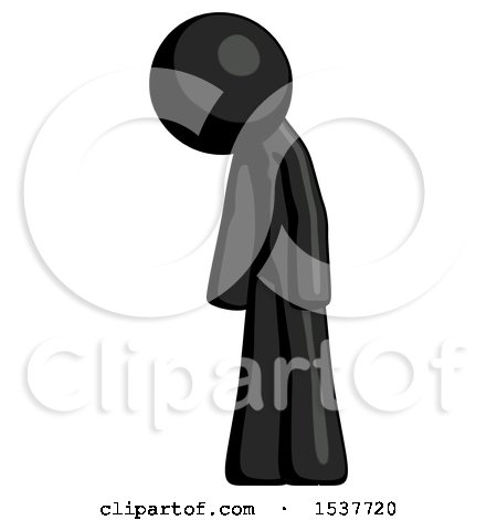 Black Design Mascot Man Depressed with Head down Turned Left by Leo Blanchette