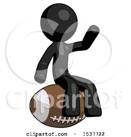 Black Design Mascot Man Sitting on Giant Football by Leo Blanchette