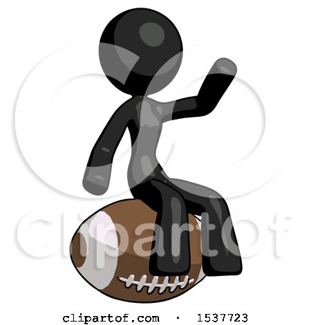 Black Design Mascot Woman Sitting on Giant Football by Leo Blanchette