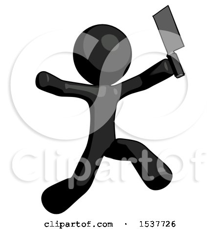 Black Design Mascot Man Psycho Running with Meat Cleaver by Leo Blanchette