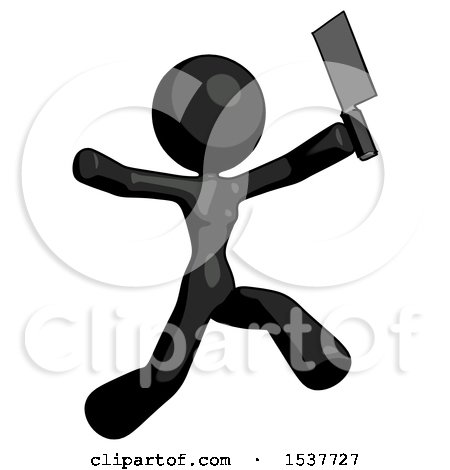 Black Design Mascot Woman Psycho Running with Meat Cleaver by Leo Blanchette