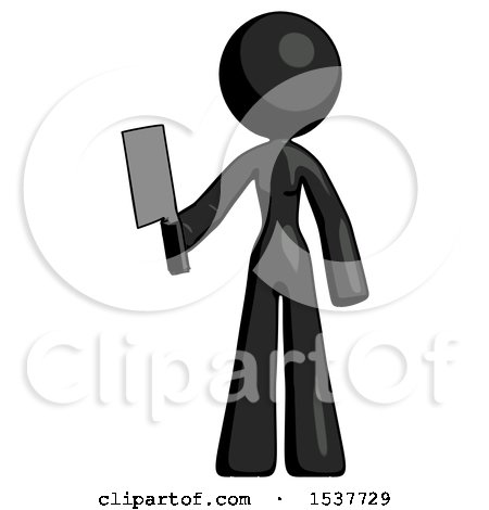 Black Design Mascot Woman Holding Meat Cleaver by Leo Blanchette
