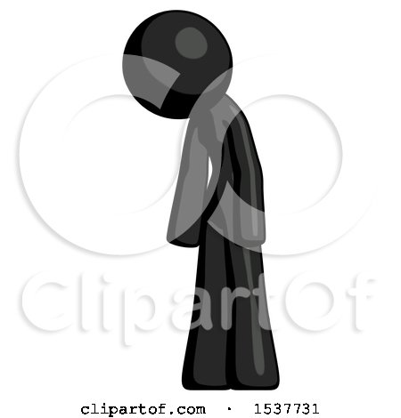 Black Design Mascot Woman Depressed with Head down Turned Left by Leo Blanchette