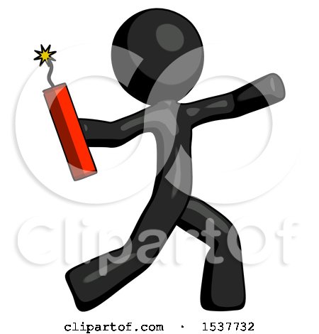Black Design Mascot Man Throwing Dynamite by Leo Blanchette