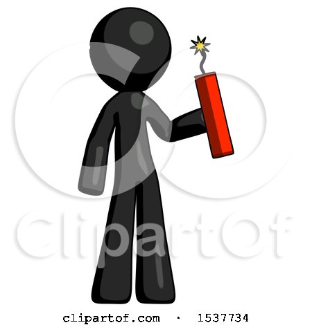 Black Design Mascot Man Holding Dynamite with Fuse Lit by Leo Blanchette