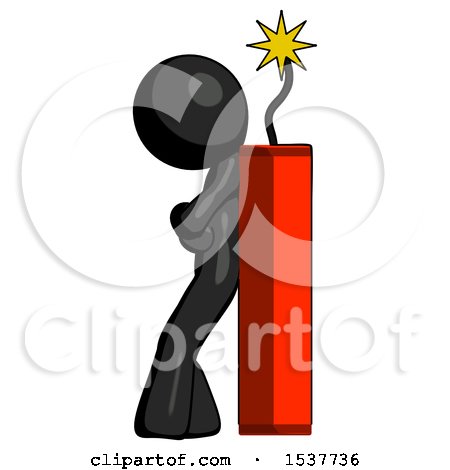 Black Design Mascot Man Leaning Against Dynimate, Large Stick Ready to Blow by Leo Blanchette