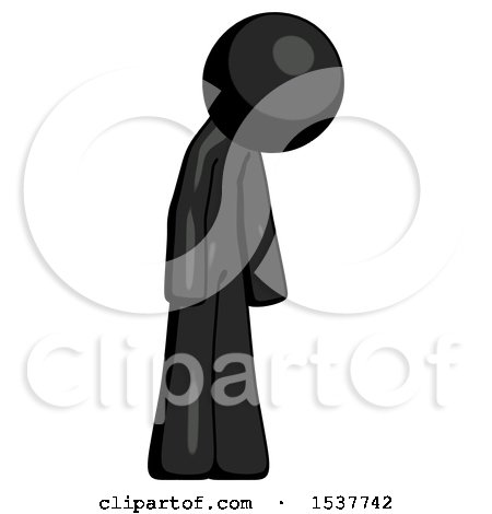 Black Design Mascot Man Depressed with Head down Turned Right by Leo Blanchette