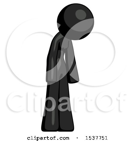 Black Design Mascot Woman Depressed with Head down Turned Right by Leo Blanchette