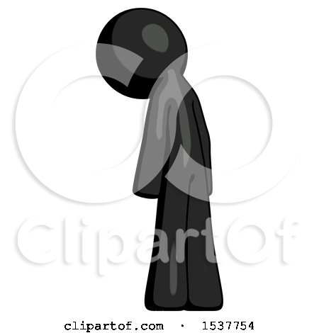 Black Design Mascot Man Depressed with Head Down, Back to Viewer, Left by Leo Blanchette