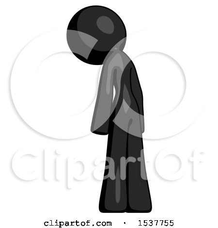 Black Design Mascot Woman Depressed with Head Down, Back to Viewer, Left by Leo Blanchette