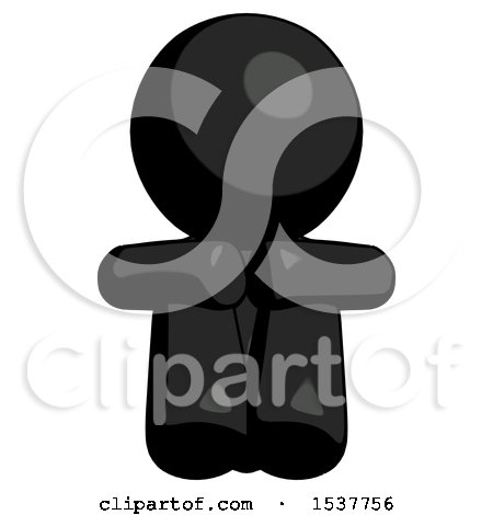 Black Design Mascot Man Sitting with Head down Facing Forward by Leo Blanchette
