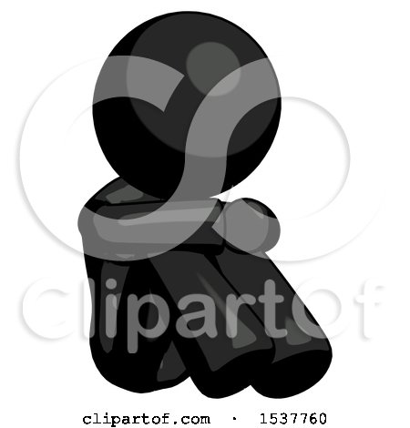 Black Design Mascot Woman Sitting with Head down Facing Angle Right by Leo Blanchette