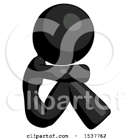 Black Design Mascot Woman Sitting with Head down Facing Sideways Right by Leo Blanchette