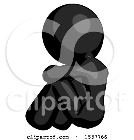Black Design Mascot Woman Sitting with Head down Back View Facing Left by Leo Blanchette